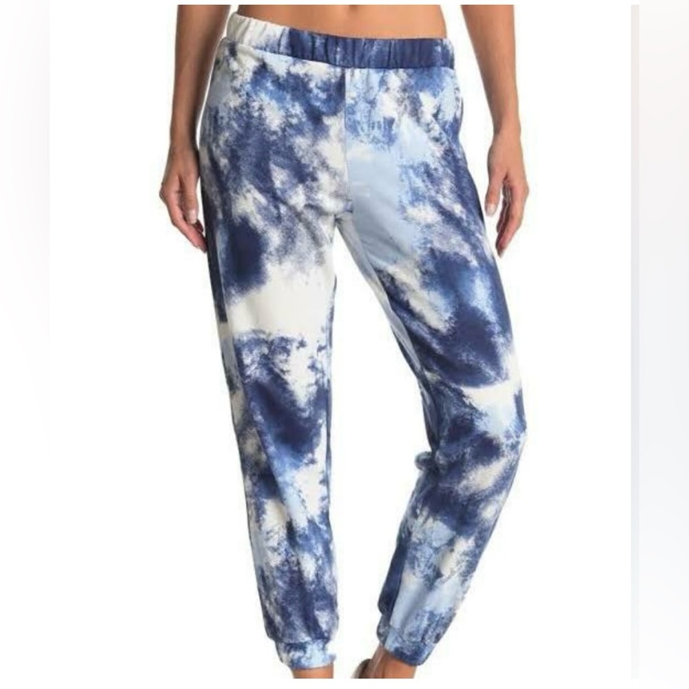 Tie Dye Pants Cuffed Ankle Lounge Bottom Navy Medieval New Z by Zella Large